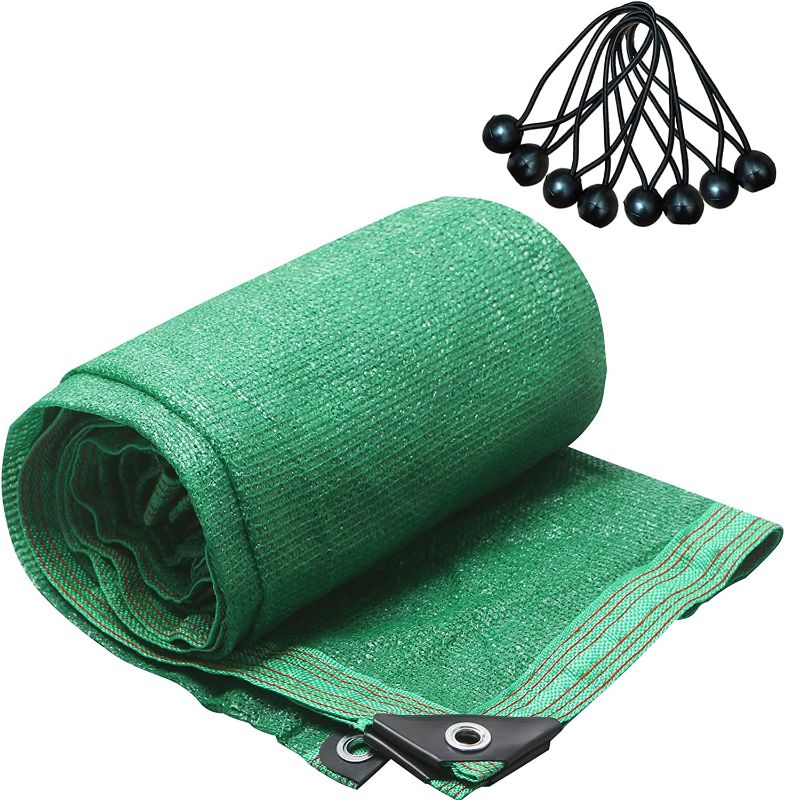 Photo 1 of 70% Shade Cloth for Plants Taped Edge with Grommets 6.5ftX6.5ft, Green Net Shading with 8 Bungee Balls for Plants Heat Protection Garden Plants Patio Lawn Flowers Outdoor Sunshade-2X2 Green

