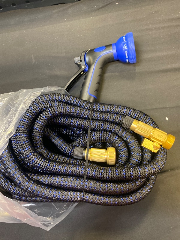Photo 3 of 100ft Expandable Garden Hose Retractable Hoses with 10 Function Nozzle Lightweight Extra Strength Fabric and 4-Layer Latex Core