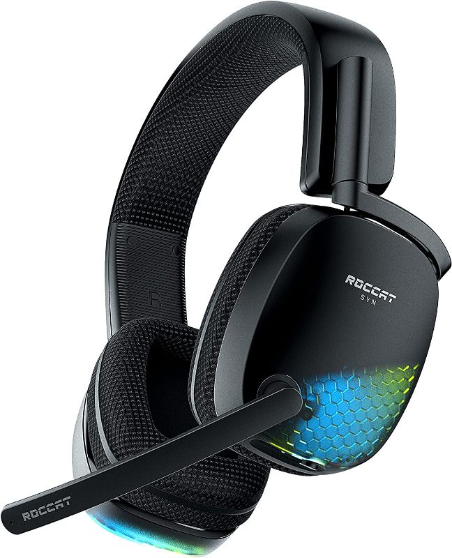 Photo 1 of ROCCAT Syn Pro Air Wireless PC Gaming Headset, Lightweight, 3D Audio Surround Sound, Noise Cancelling Microphone, RGB AIMO Lighting, All-Day Battery Life, Computer Gamer Headphones, Black
