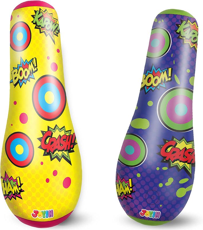 Photo 1 of 2 Pack Inflatable Bopper, 47 Inches Kids Punching Bag with Bounce-Back Action, Inflatable Punching Bag for Kids Gift
