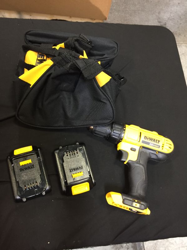 Photo 2 of 20-Volt MAX Cordless 1/2 in. Drill/Driver, (2) 20-Volt 1.3Ah Batteries, Charger & Bag