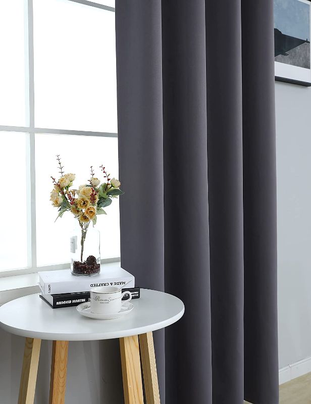 Photo 1 of 100% Blackout Curtains,Room Darkening Curtains,Grommet Blackout Noise Reducing Thermal Insulated Curtains for Bedroom and Living Room,2 Panels(52x63 Inches, Grey)
