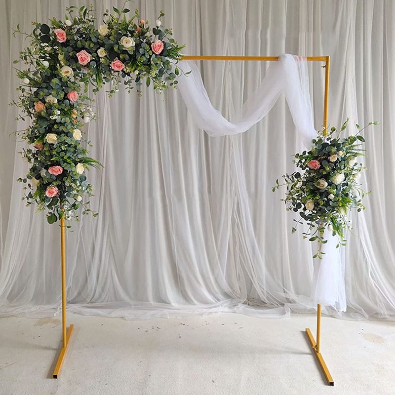 Photo 1 of AMSXNOO 2M Large Size Iron Circle Wedding Arch, Archway Flower Rings Rectangle Backdrop Stand, Golden Metal Balloon Arch for Valentine's Day DIY Decoration Party Props (Color : Gold, Size : 2M)
