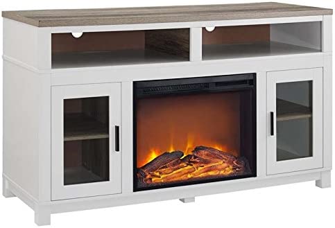 Photo 1 of Ameriwood Home Carver Electric Fireplace TV Stand for TVs up to 60" Wide, White
