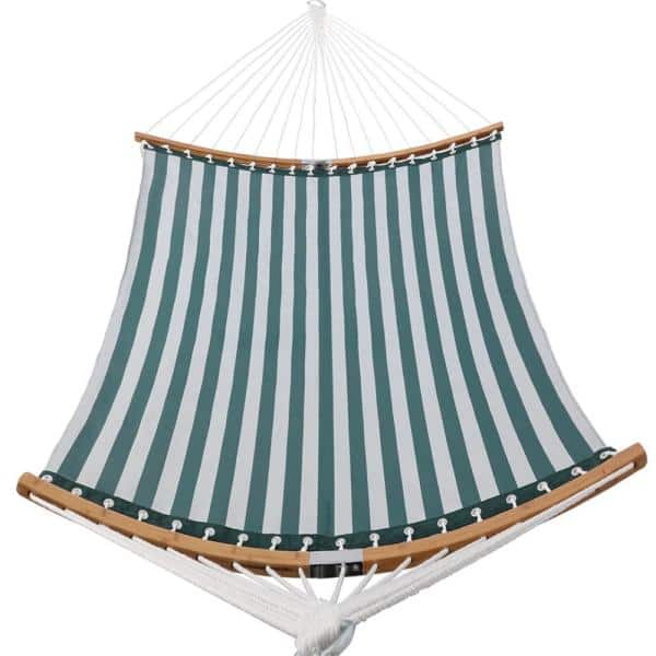 Photo 1 of 11 ft. Textilene Hammock Bed Hammock with Spreader Bar Hammock in Green
