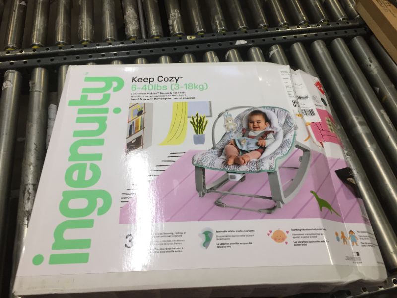 Photo 4 of Ingenuity Keep Cozy 3-in-1 Grow with Me Vibrating Baby Bouncer Seat & Infant to Toddler Rocker - Spruce, Newborn and up
