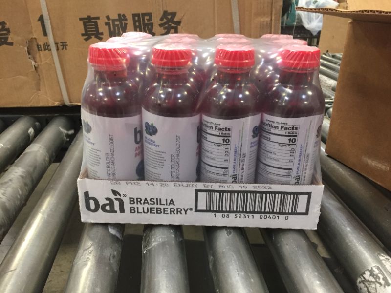 Photo 1 of Bai Flavored Water, Brasilia Blueberry, Antioxidant Infused Drinks, 18 Fluid Ounce Bottles, 12 Count BEST BY 8/10/22
