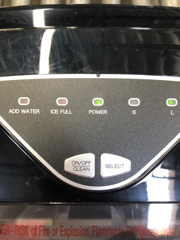 Photo 1 of Silonn Ice Makers Countertop, 9 Cubes Ready in 6 Mins, 26lbs in 24Hrs, Self-Cleaning Ice Machine with Ice Scoop and Basket, 2 Sizes of Bullet Ice for Home Kitchen Office Bar Party----inside of the ice maker needs to cleaned due to usage