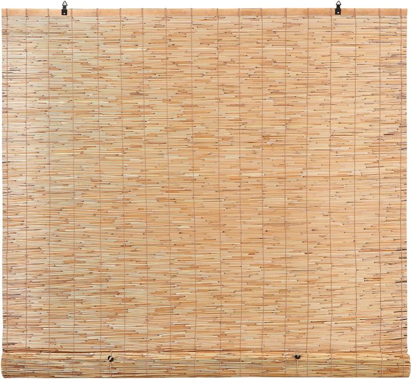 Photo 1 of Backyard X-Scapes 20-BLN5 Light-Filtering Cord-Free Bamboo Reed Roll-Up Blind Shades for Windows, 60 in W x 72 in H, Natural
