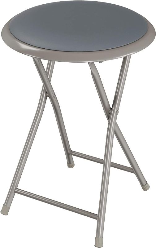 Photo 1 of 18-Inch Folding Bar Stool – Heavy-Duty Padded Portable Stool with 300-Pound Capacity for Dorm, Recreation Room or Game Room by Lavish Home (Gray) Set of 1