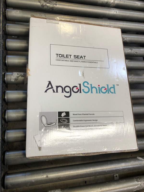 Photo 2 of Angel Shield Marble Toilet Seat Durable Molded Wood with Quiet Close,Easy Clean Quick-Release Hinges (Elongated,Gray Marble)
