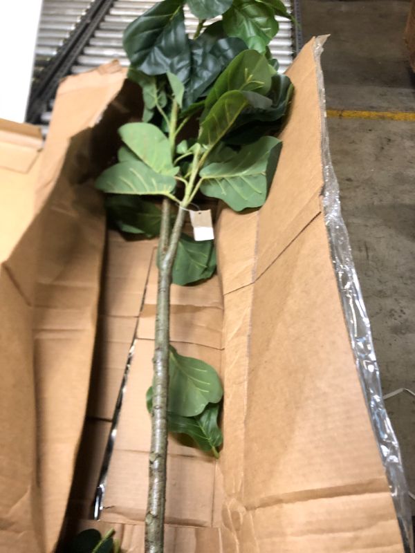 Photo 3 of 4.5ft. Fiddle Leaf Fig Artificial Tree ******MAJOR DAMAGE TO PACKAGING****MINIMUM DAMAGE TO PRODUCT****