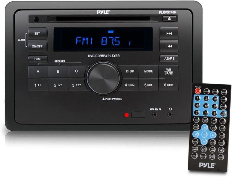 Photo 1 of Pyle Double DIN In Dash Car Stereo Head Unit - Wall Mount RV Audio Video Receiver System with Radio, Bluetooth, CD DVD Player, MP3, USB - Includes Remote Control, Power and Wiring Harness - PLRVST400