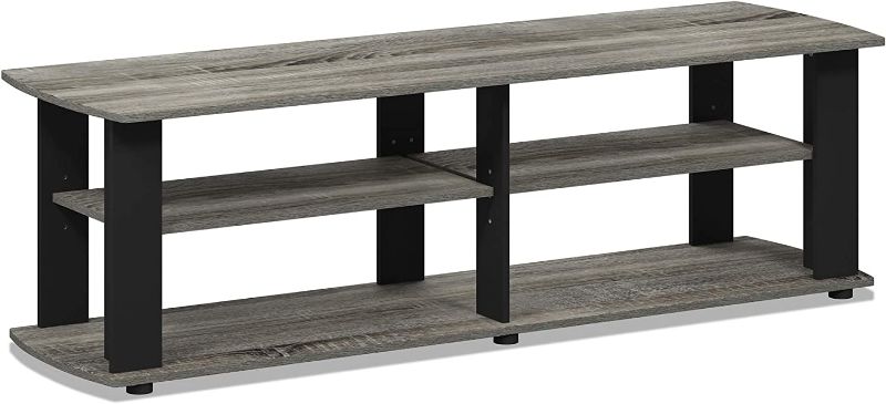 Photo 1 of FURINNO The Entertainment Center TV Stand44 French Oak Grey Black - 13.4 x 43.3 x 13.1 in.