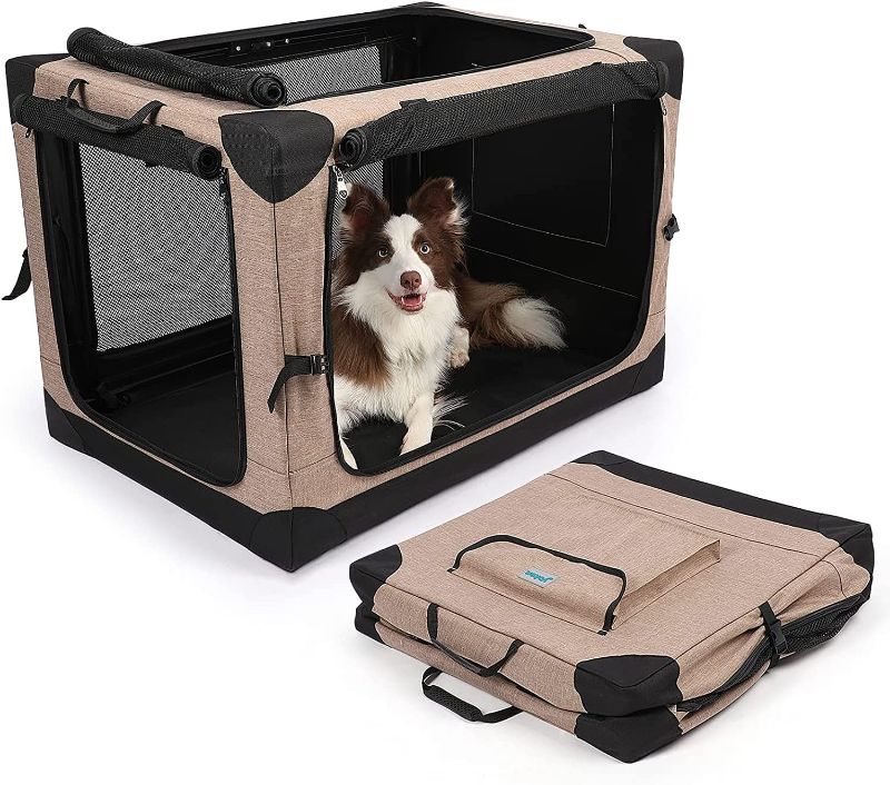 Photo 1 of 4 Door Portable Folding Dog Soft Crate, Quick Portable with Mesh Mat,Strong Steel Frame,Washable Fabric