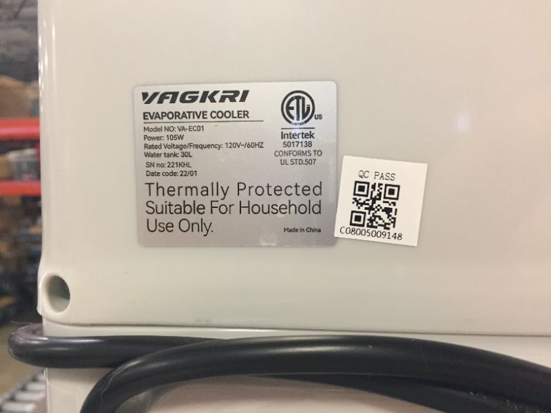 Photo 1 of Evaporative Cooler, VAGKRI 2100CFM Air Cooler, 120°Oscillation Swamp Cooler with Remote Control, 24H Timer, 3 Wind Speeds for Outdoor Indoor Use,7.9Gallon
