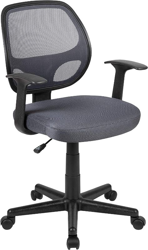 Photo 1 of Flash Furniture Flash Fundamentals Mid-Back Gray Mesh Swivel Ergonomic Task Office Chair with Arms
