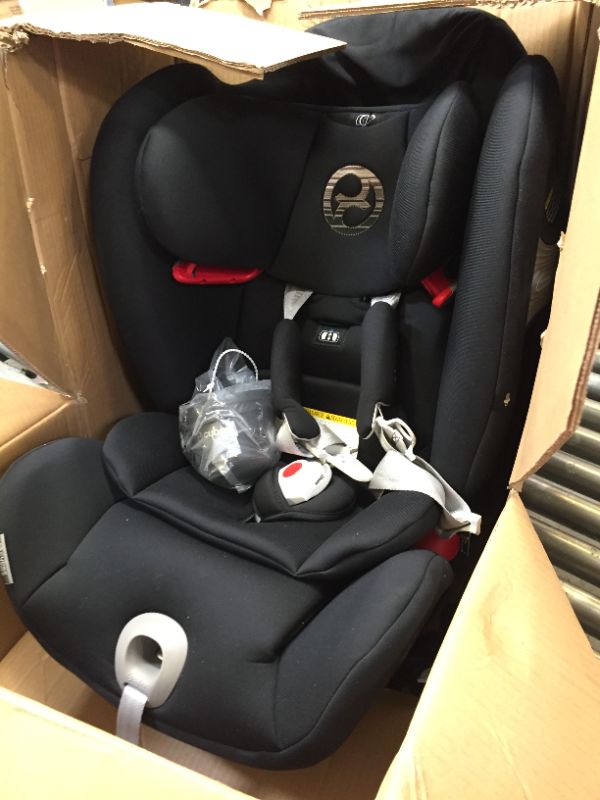 Photo 2 of CYBEX Eternis S with SensorSafe, Convertible Car Seat for Birth Through 120 Pounds, Up to 10 Years of Use, Chest Clip Syncs with Phone for Safety Alerts, Toddler & Infant Car Seat, Lavastone Black
