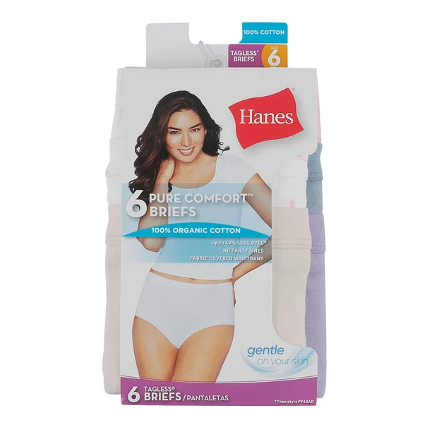 Photo 1 of Hanes Women's Pure Comfort Cotton Brief Underwear, 6-Pack, Assorted Color size 6
