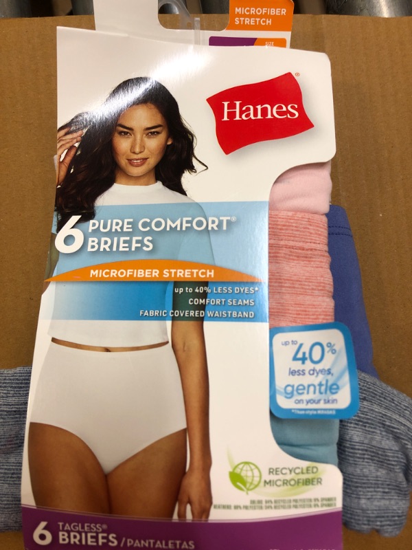 Photo 2 of Hanes Women's Pure Comfort Cotton Brief Underwear, 6-Pack, Assorted Color size 6
