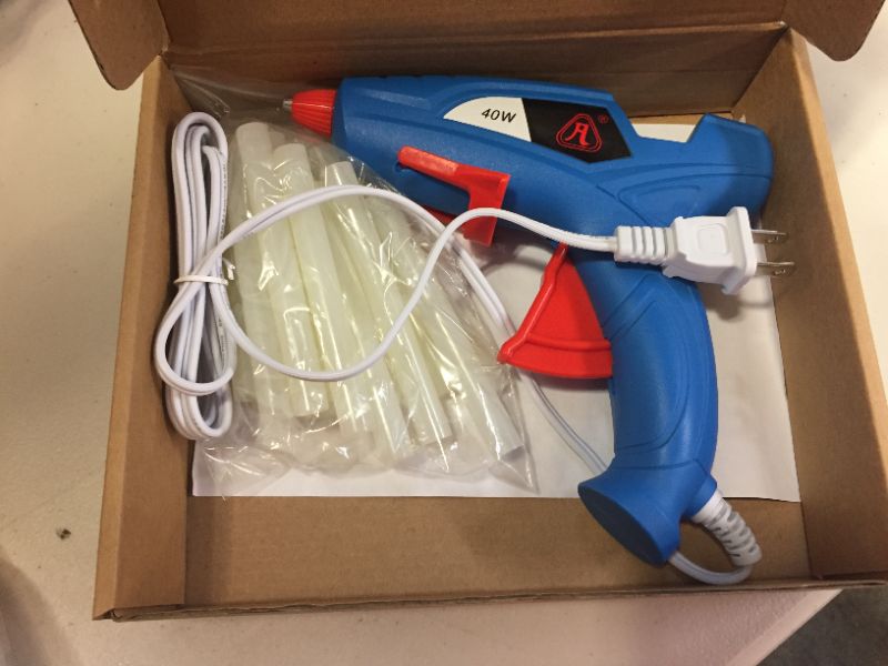 Photo 1 of Hot Glue Gun by DAILYLIFE , Hot Glue Gun for Kids, High Temperature Hot Melt Glue Gun Kit with 15 pcs Glue Sticks, Packaging, DIY, Arts & Craft, Repairing and More, Blue
