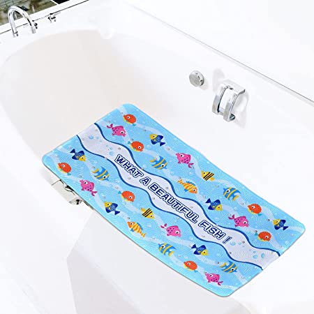 Photo 1 of Bath Tub and Shower Mat for Baby Kids Toddler, 28x15 Non-Slip, Machine Washable, Anti Slip Bathmats (Sea Fish)
