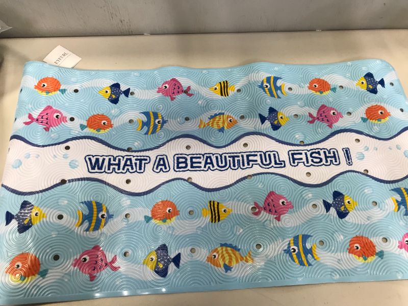 Photo 3 of Bath Tub and Shower Mat for Baby Kids Toddler, 28x15 Non-Slip, Machine Washable, Anti Slip Bathmats (Sea Fish)
