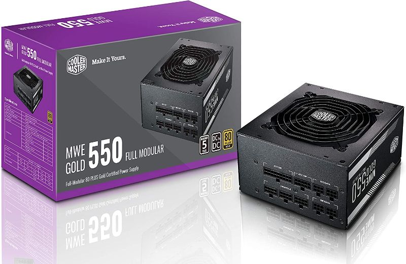 Photo 1 of Cooler Master MWE Gold 550 Full Modular 80+ Gold 550W Compact PSU with 120mm Silent Fan, Flat & Flexible Cables, 5 Year Warranty
