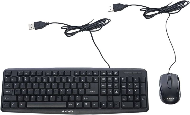 Photo 1 of  Wired Keyboard and Mouse Combo, Optical Wired Mouse, Full-Size Keyboard, USB Plug-and-Play, Compatible with PC, Laptop - Frustration Free Packaging Black
