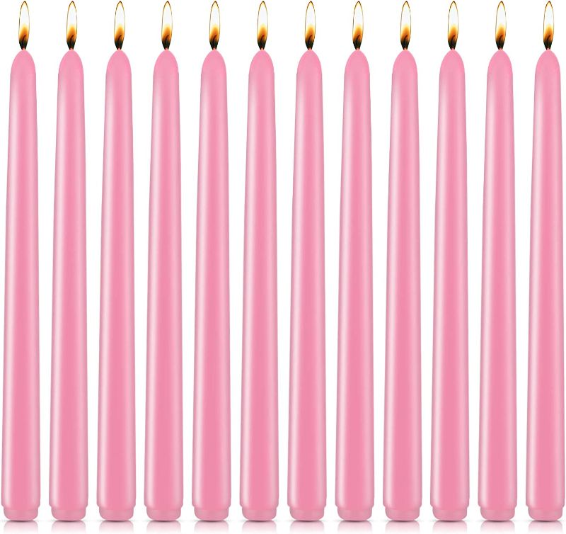 Photo 1 of  7 Pack Pink Taper Candles, 10 Inch Unscented Tapered Candlesticks, Dripless and Smokeless
