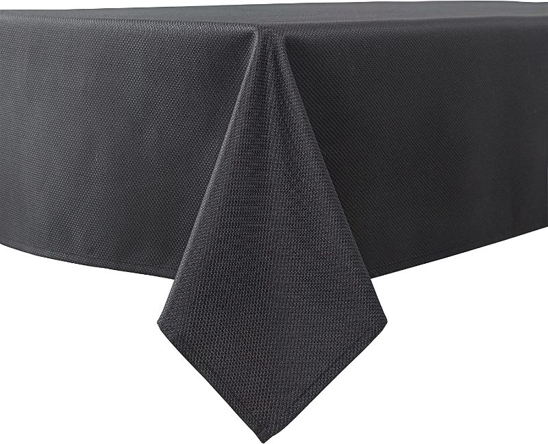 Photo 1 of Biscaynebay Textured Fabric Tablecloths 70 X 108 Inches Rectangular, Black Water Resistant Spill Proof Tablecloths for Dining, Kitchen, Wedding and Parties, Machine Washable
