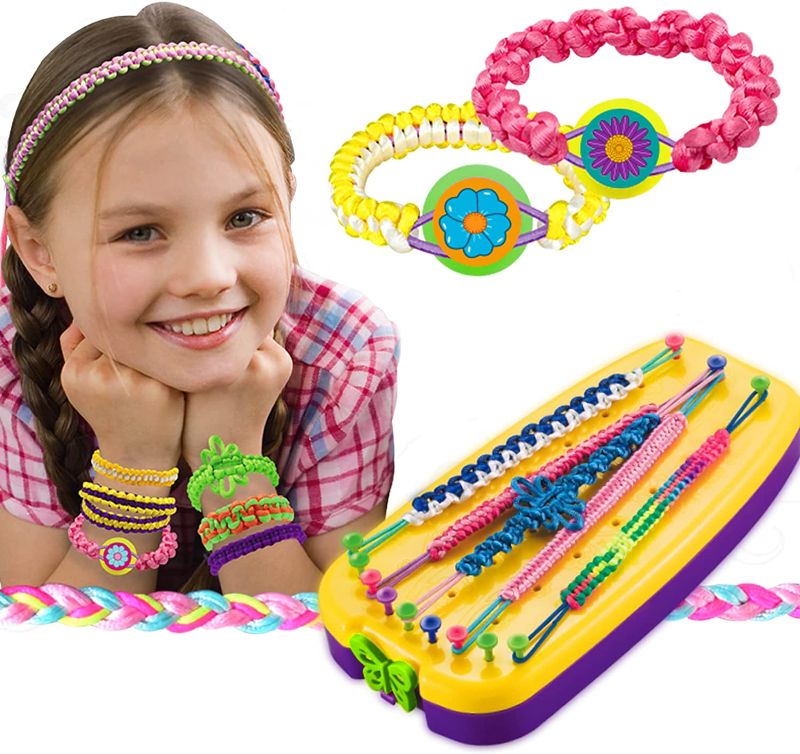 Photo 1 of Friendship Bracelet Making Kit for Girls Gifts Ages 8 9 10 11 12 Year Old, Arts and Crafts Jewelry Bracelets Maker, Birthday Presents for Teen Girl 8-12, Kids Travel Activity Kits
