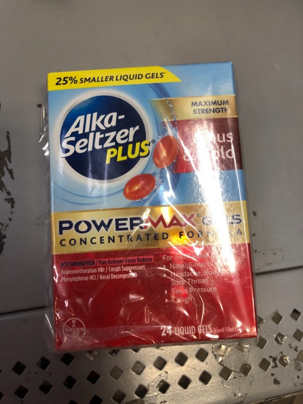 Photo 3 of Alka-Seltzer Plus Sinus & Cold, Maximum Strength, PowerMax Gels, Liquid Gels - 24 liquid gels