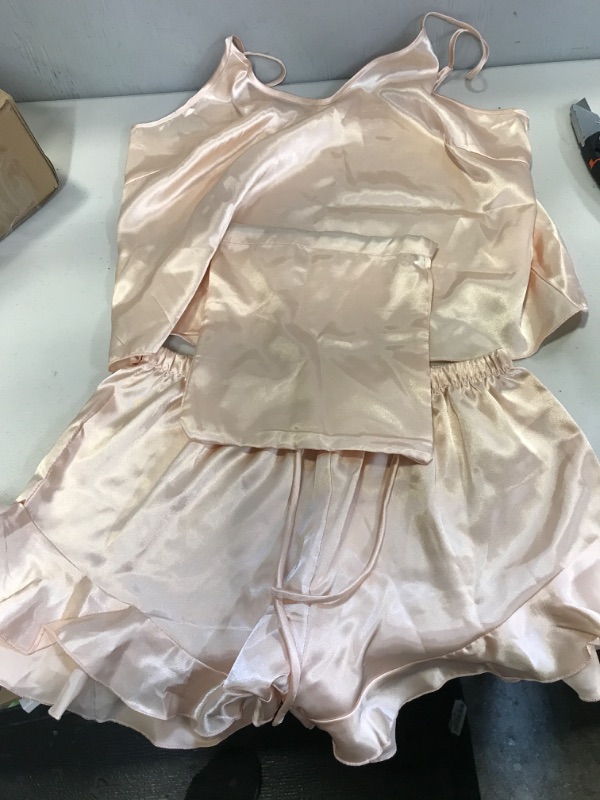 Photo 2 of CHAMPAGNE BRIDAL SATIN FRILL HEM ROMPER SIZE L
