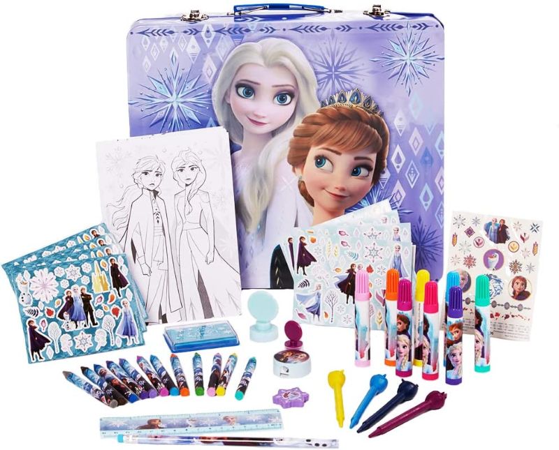 Photo 1 of Innovative Designs Disney Frozen 2 Kids Deluxe Activity Set with Carrying Tin, Coloring Sheets, Tattoos, Stickers, & Art Supplies
