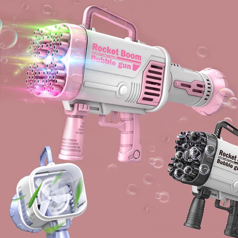 Photo 1 of Bubble Machine Gun - 2022 Upgrade 64-Hole Bubble Gun Rocket Boom Bubble Machine Rocket Launcher Bubble Maker Blower for Kids Girls Adults Party (3rd Generation) - Pink
