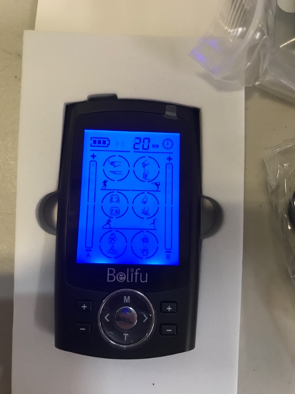 Photo 2 of Belifu Dual Channel TENS EMS Unit 24 Modes Muscle Stimulator for Pain Relief Therapy, Electronic Pulse Massager Muscle Massager with 10 Pads, Dust-Proof Drawstring Storage Bag?Fastening Cable Ties…
