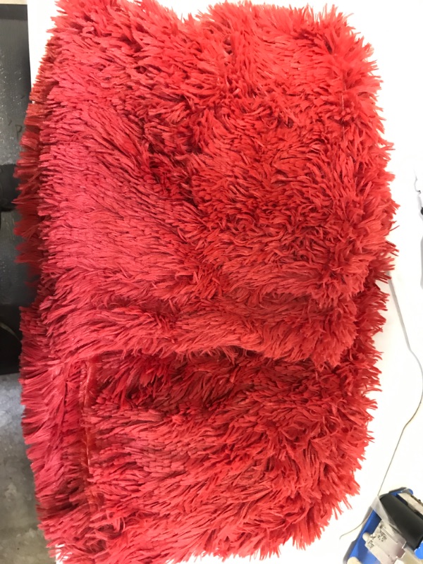 Photo 2 of YUSOKI Red Faux Fur Throw Blanket,2 Layers,50" x 60",Soft Fluffy Fuzzy Cozy Blanket for Women Girls Teens Sofa Chair Couch Bed Farmhouse Decrations Photoshoot Props Christmas
