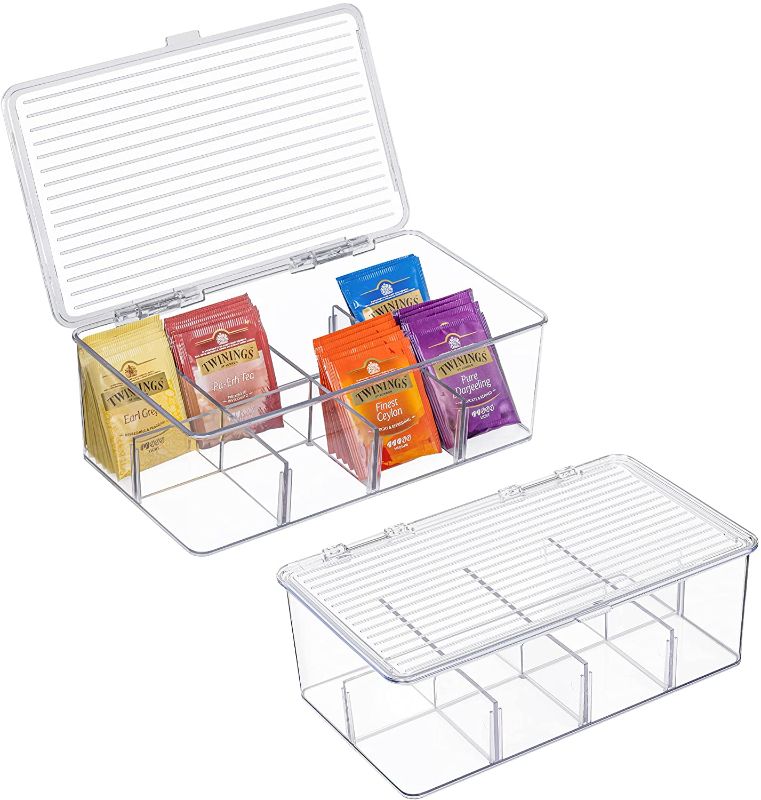 Photo 1 of 2 Pack Stackable Tea Bag Organizer, Vtopmart Plastic Tea Storage Box for Kitchen Pantry Cabinets and Countertops, Holder for Tea Bags, Coffee, Sugar Packets, Small Packets
