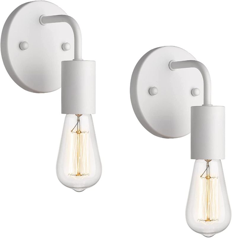 Photo 1 of Zeyu Modern Sconce Wall Lighting Set of Two, Industrial Indoor Wall Lamp for Bedroom Living Room, Matte White Finish, ZG43B-2PK WH
