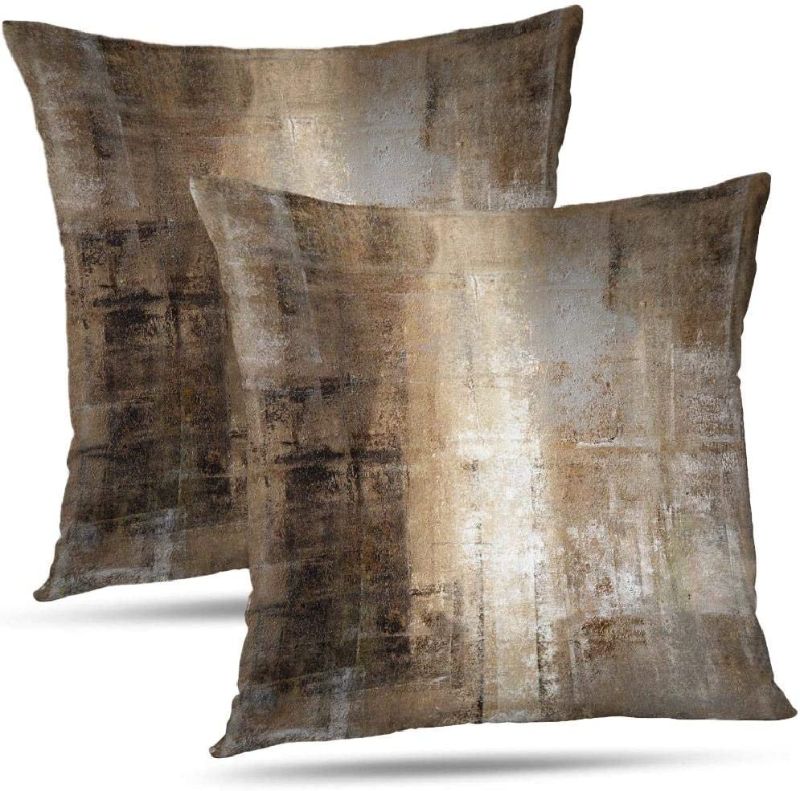 Photo 1 of Alricc Taupe Throw Pillow Cover Pack of 2, Abstract Art Gallery Modern Decorative Cushion Cover for Bedroom Sofa Living Room(22 x 22 Inch,Taupe)
