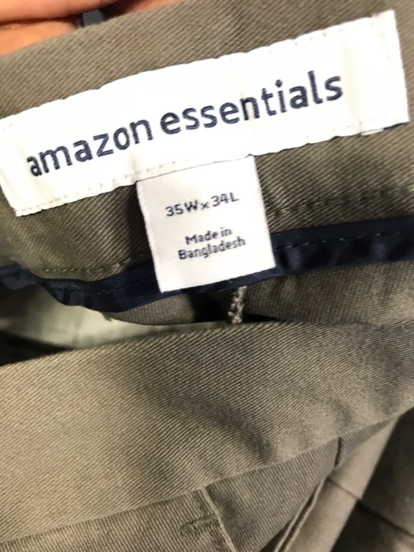 Photo 2 of Amazon Essentials Men's Classic-fit Wrinkle-Resistant Flat-Front Chino Pant  -- Size 35x34 --