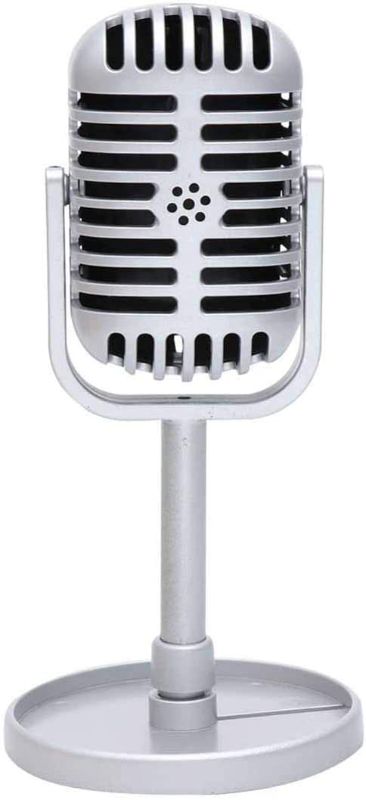 Photo 1 of JANOU Retro Microphone Props Model Vintage Plastic Microphone Stage Table Decoration for Kids Party Favors (Silver)
