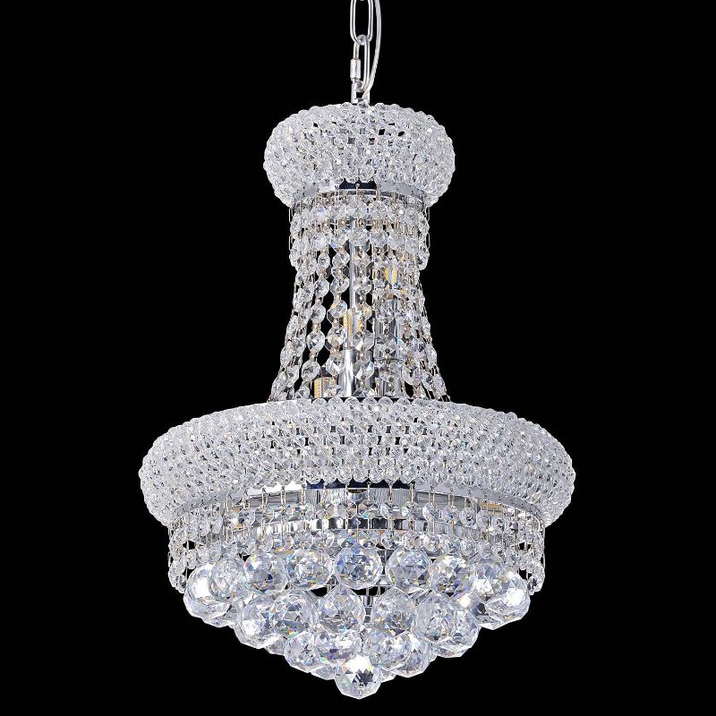 Photo 1 of BEIRIO 8 Lights Chrome Finish Classic Empire Style Small Mini K9 Crystal Chandelier Ceiling Light for Living Room Foyer Dining Room Hallway Bedroom (11.8 x 15 Inch) Bulbs Included in The Package
