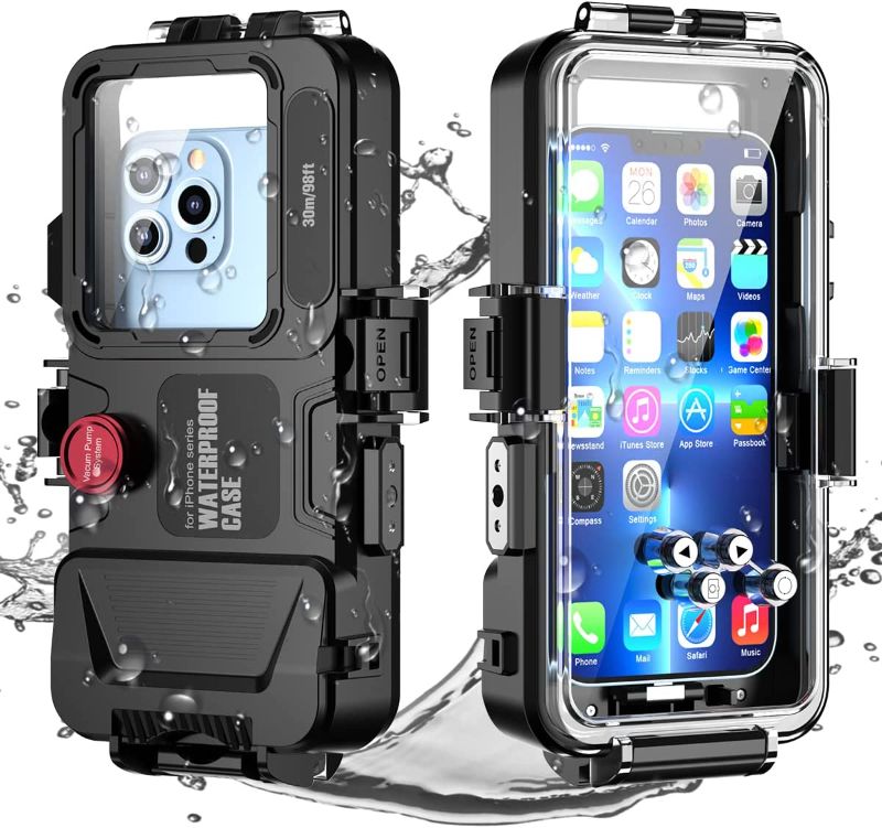 Photo 1 of AICase Waterproof Phone Protective Case for iPhone Series,98FT/30M Underwater Photography Housing for Deep Sea Diving,Snorkeling,Surfing,Swimming,Water Sports for iPhone 13/12/11/XR/X/8/7
