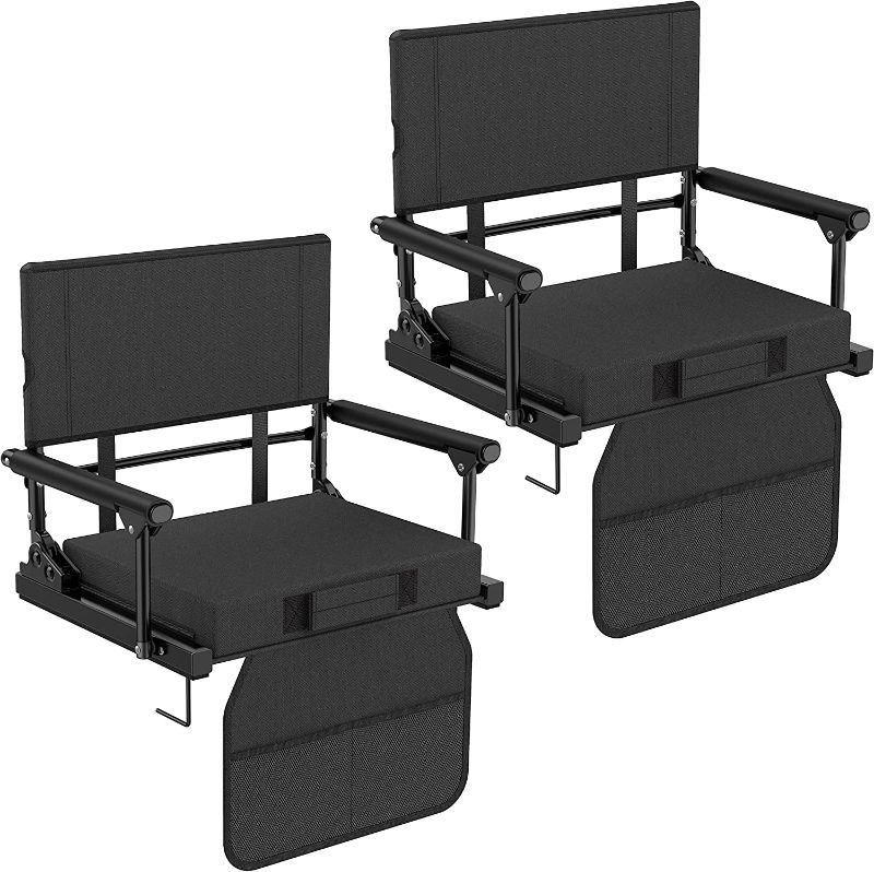 Photo 1 of 2 Pack stadium seats for bleachers with back support, 600 lbs Rated Lightweight Bleacher Seats with Ultra Padded Comfy Foam Cushion, Stadium seats for Bleachers with Back Support and Shoulder Strap, SEALED IN PLASTIC PRIOR TO OPENING 
