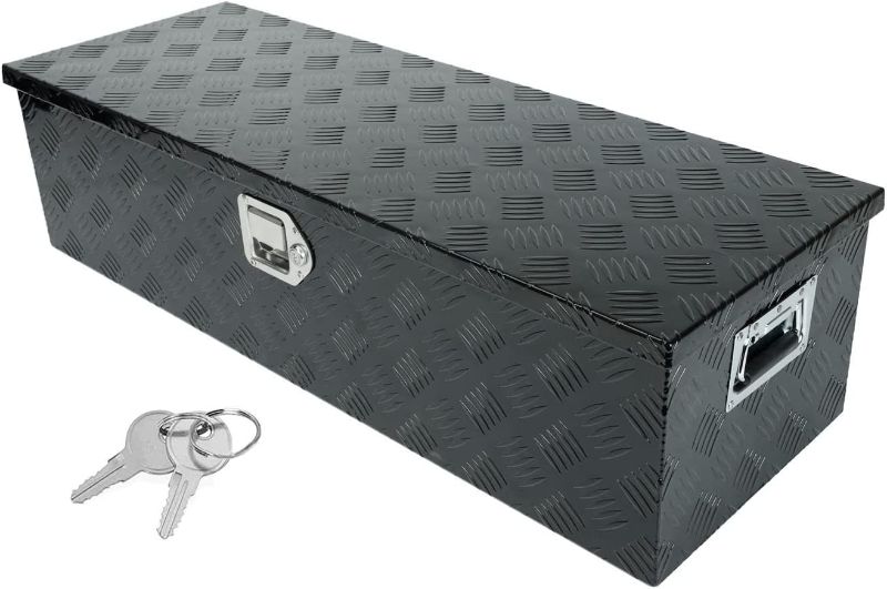 Photo 1 of 39"X13"X10" Black Aluminum Heavy Duty Pick Up Truck Truck Bed Tool Box Trailer Storage Tool Box w/Lock & Keys
