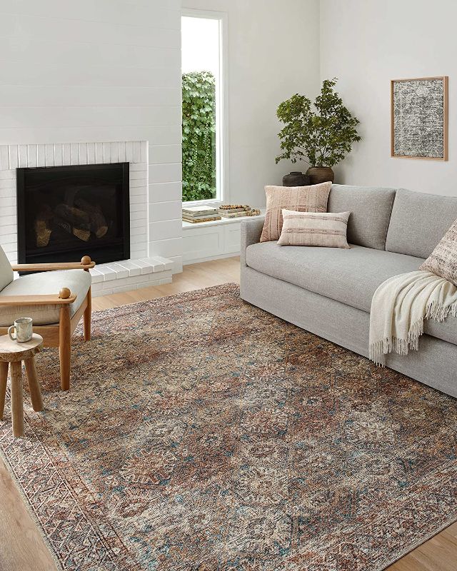 Photo 1 of Amber Lewis x Loloi Billie Collection BIL-04 Aqua / Rust, Traditional 6'-0" x 9'-0" Area Rug
