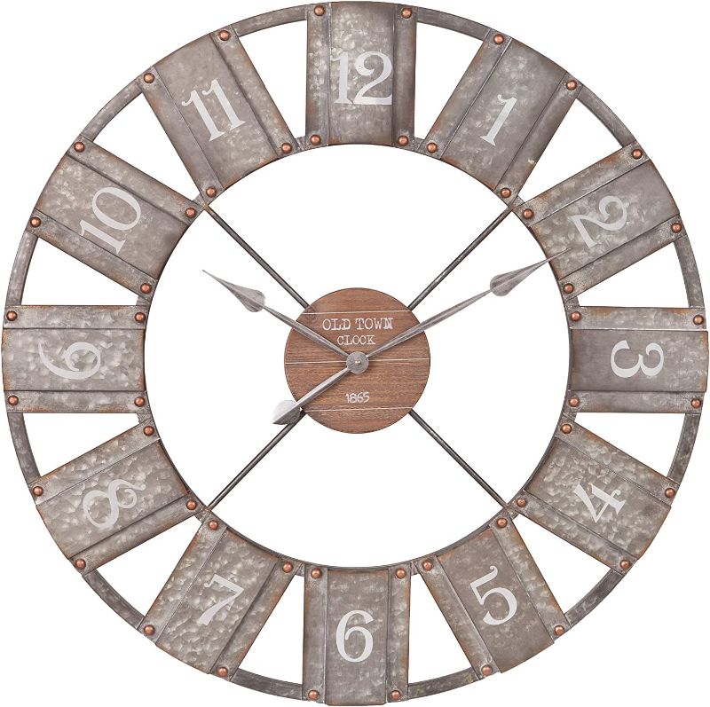 Photo 1 of 36" Galvanized Metal and Wood Windmill Clock
