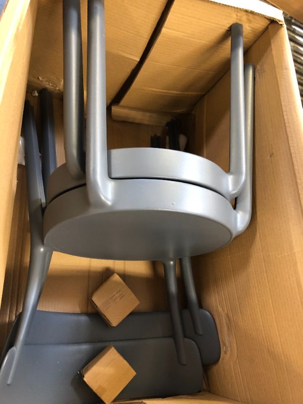 Photo 3 of Amazon Basics Armless Bistro Dining Chair GUNMETAL/SILVER) NOT SAME COLOR AS STOCK PHOTO -Set of 2, Premium Plastic
